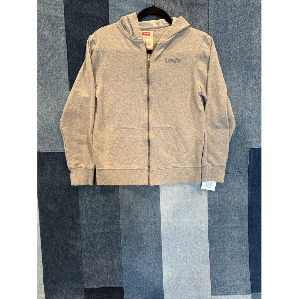 Levis‎ Kids Heather Gray Full Zip Hoodie Sweatshirt Logo Youth Size L 12-13 Yrs